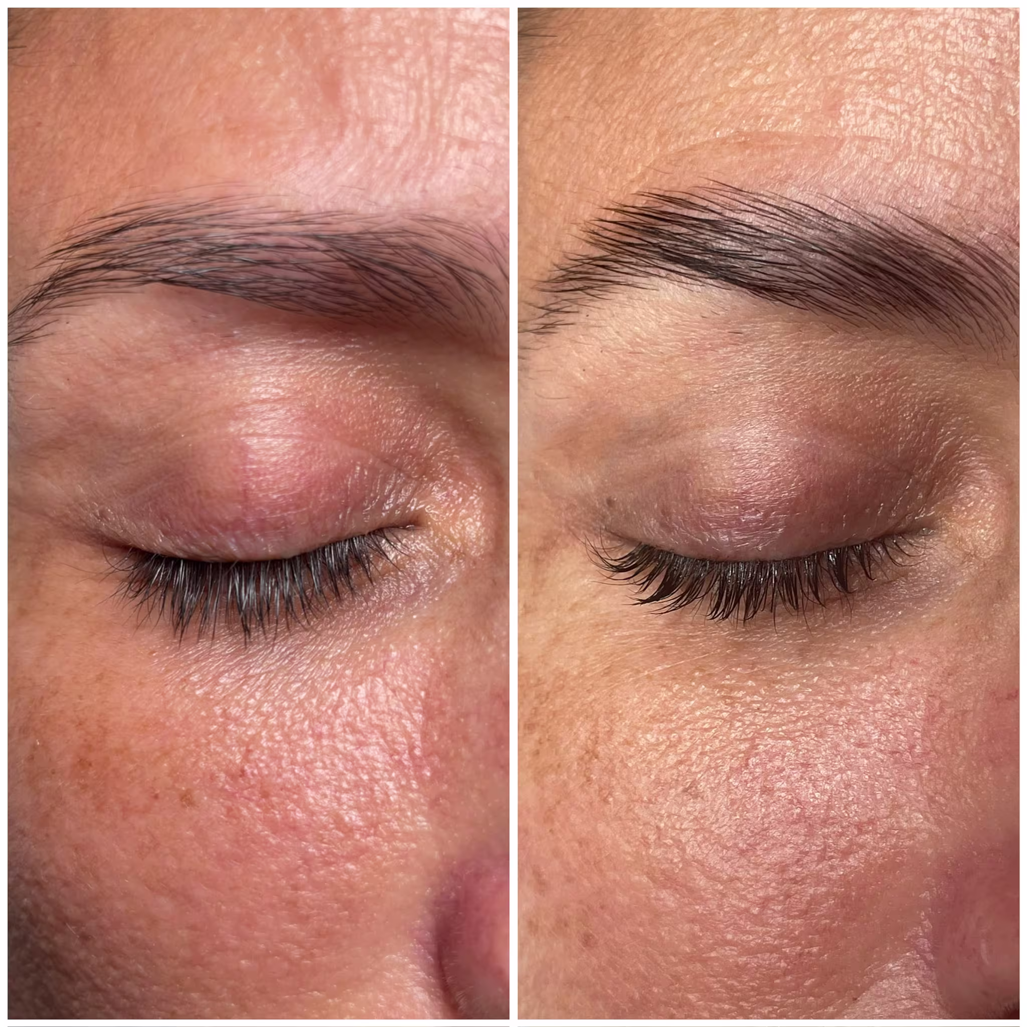 Antes y después de diseño y laminado de cejas