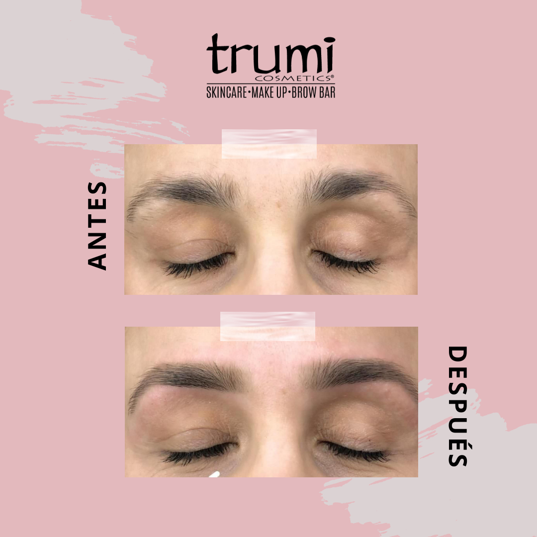 Antes y Despues Diseno de Cejas con Trumi Cosmetics