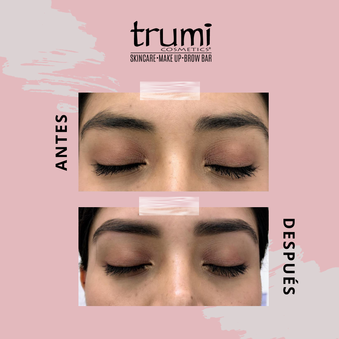 Antes y Despues Diseno de Cejas con Trumi Cosmetics