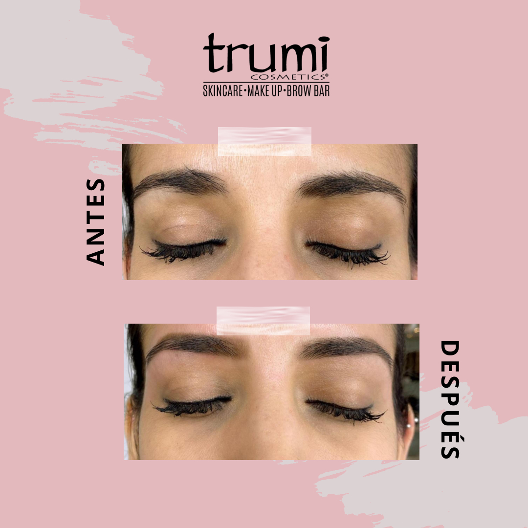 Antes y Despues Diseno de Cejas con Trumi Cosmetics