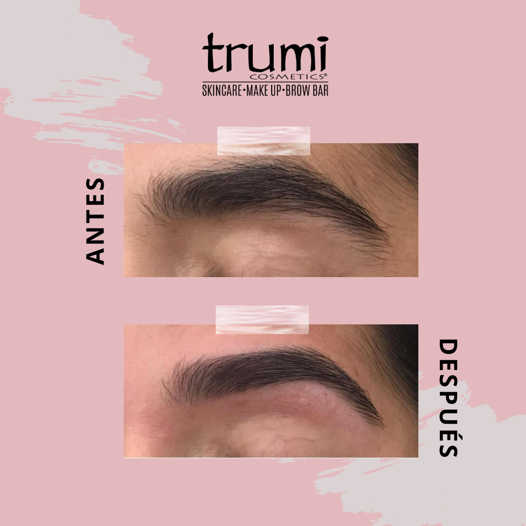 Antes y Despues Diseno de Cejas con Trumi Cosmetics